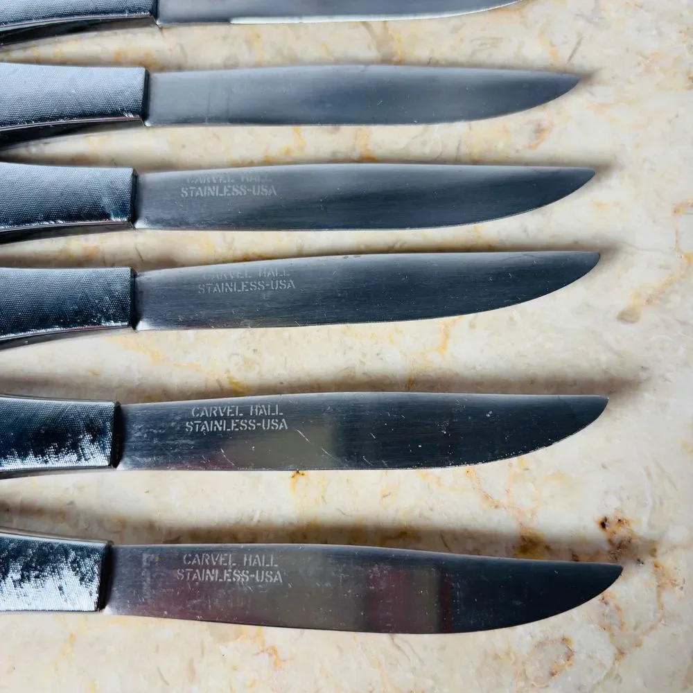 Carvel Hall Knives‎ 8 Steak Knives Stainless Steel Knives Vintage Knives